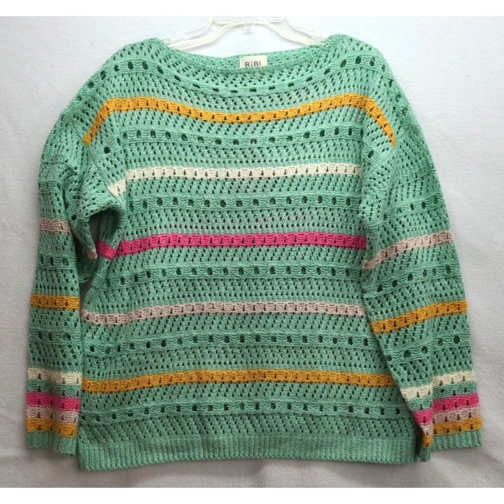 Bibi NWT Crocheted Pullover Sweater Mint‎ Green Cottagecore Apple Picking  Sz Sm